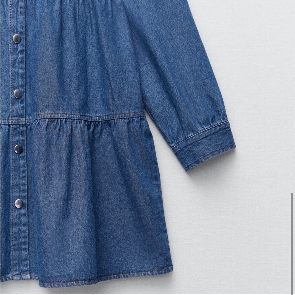 ZARA Trendy Tiered Denim Dress with metal press buttons🔥🔥🔥 - Picture 5 of 10